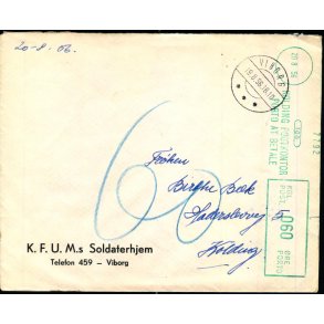 Efterporto - Ufrankeret Brev til Kolding   19 - 8 - 56 - Efterporto 60 re.