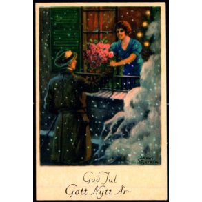 Jenny Nystrm - God Jul - Gott Nytt r - Visitkortformat - A.Eliasson u/n - Ubrugt