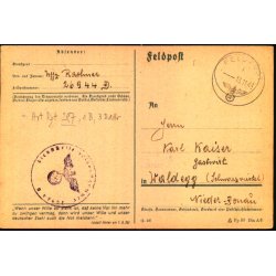 Tysk Feldpostkort - Feldpoststempel  13 - 11 - 43 - Til Donau - No. 26944 D