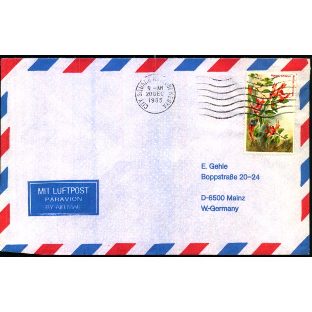 Luftpost Brev fra Kenya til Tyskland - 20 - 12 - 85