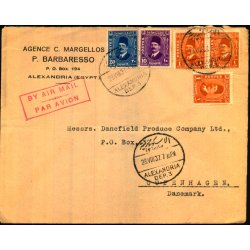 Luftpost Brev fra Egypten til Danmark - 28 - 8 - 37