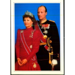 Kong Harald og Dronning Sonja - Aune 2027/8  - 12x17 cm. - Ubrugt