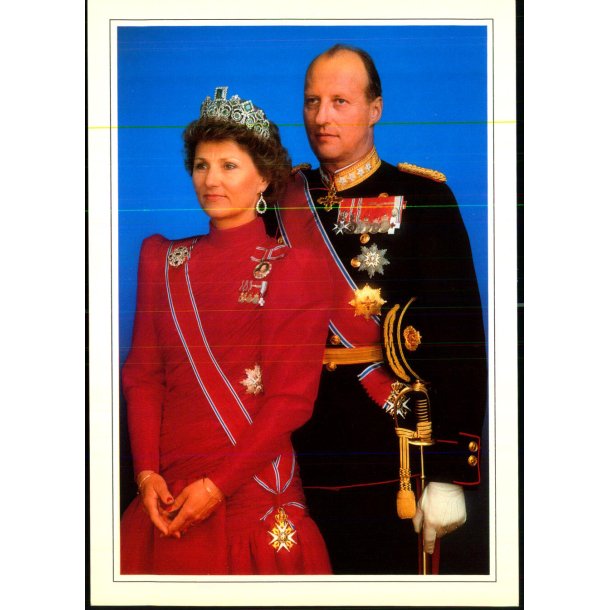 Kong Harald og Dronning Sonja - Aune 2027/8  - 12x17 cm. - Ubrugt