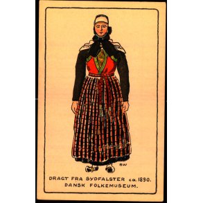BW - Dragt fra Sydfalster ca. 1830 - Dansk Folkemuseum - Alfred Jocobsen 43 - Ubrugt