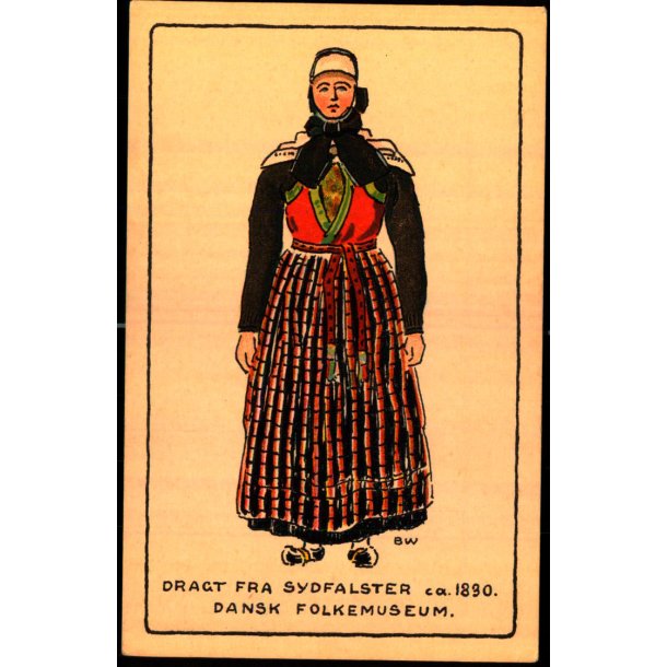 BW - Dragt fra Sydfalster ca. 1830 - Dansk Folkemuseum - Alfred Jocobsen 43 - Ubrugt