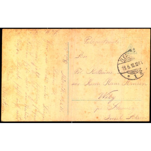 Feldpostkort - Flensburg 19 - 6 - 15 - Forside : Gloria - Viktoria