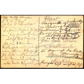  Feldpost - Flensburg   17 - 3 -16 - Til Apenrade  - Billedside : Flensburg
