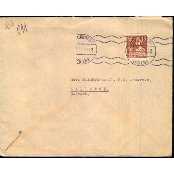 Censurbrev fra Sverige  13 -3  - 42 - Til  Danmark