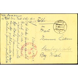 Feldpostkort - Feldpoststempel  23 - 7 - 43 - Til Kiel - Censur