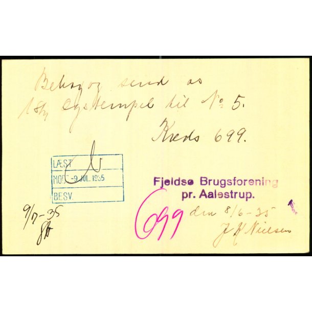 Fjelds Brugsforening - pr. Aalestrup - u/n - Brugt. 