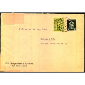 Censurbrev fra Litauen  22 - 4 - 40 - Til Hamburg