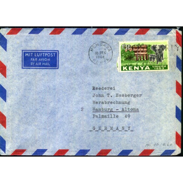 Luftpost Brev fra Kenya til Tyskland - 10 - 12 - 64