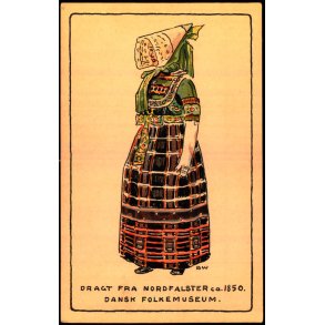 BW - Dragt fra Nordfalster ca. 1850 - Dansk Folkemuseum - Alfred Jocobsen 47 - Ubrugt