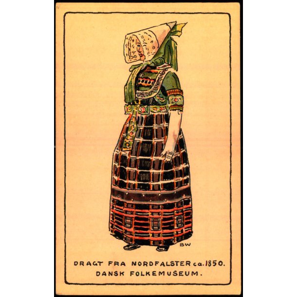 BW - Dragt fra Nordfalster ca. 1850 - Dansk Folkemuseum - Alfred Jocobsen 47 - Ubrugt