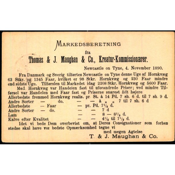 T.&.J. Maughan &amp; Co - Kreatur - Kommissionr - Newcastle - u/n - Brugt