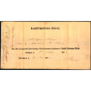 Konfirmationsattest - Christofine Hansen - Sankt Johannes Kirke - 1870