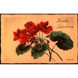 V. Hancke - Hjertelig Lyknskning - Pelargonium - Stender Serie 200 - Ubrugt