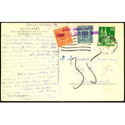 Efterporto - Postkort fra Tyskland  31 - 7 - 1951 - Efterporto 35 re.