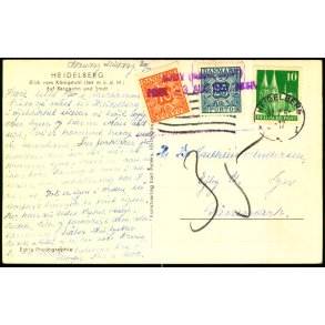 Efterporto - Postkort fra Tyskland  31 - 7 - 1951 - Efterporto 35 re.