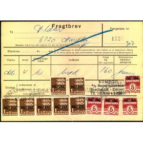 Fragtbrev - 7x 1kr Rigsvben - 4x5 re Blge Prov.  - Fra Esbjerg til Fan 1. August 1971