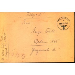 Tysk Feldpostbrev - Feldpoststempel 22 - 11 - 43 - Feldpost No. 02603 W - Til Berlin N. 65