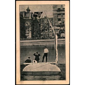 Kong Hkon og Kronprins Olav i Sejlbd - u/n - Ubrugt