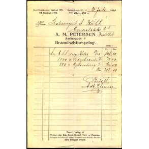 A.M. Petersen - Br�ndselforsyning - K�benhavn � - 1921