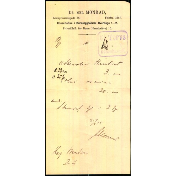 Recept - Dr. Med. Monrad - 25 - 1 - 1915
