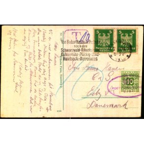 Efterporto - Postkort fra Tyskland  2 - 8 - 1926 - Efterporto 10 re.