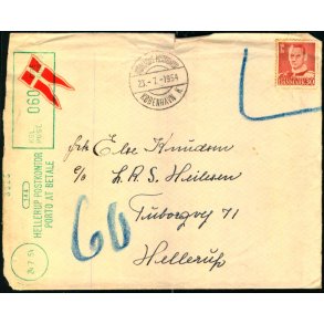 Efterporto - Brev fra Grnland til Danmark 23 - 7- 1954 - Porto at betale 60 re - Med Indhold !!