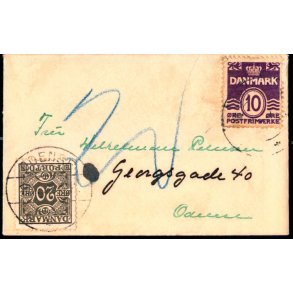 Efterporto - Brev til Odense ? - Efterporto 20 re 