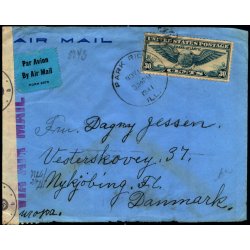 Luftpost  Censurbrev fra U.S.A.   23 - 11 - 41 - Til Nykbing Fl.