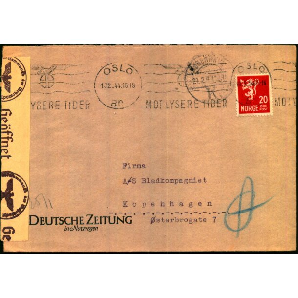 Censurbrev fra Norge  13 - 2 - 44 - Til Danmark