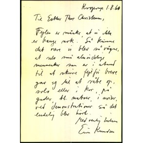 Autograf - Brev fra Erik Knudsen - 1966