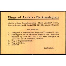 Ringsted Andels - Fjerkr�slagteri - Helsagskort u/n  - Brugt