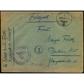Tysk Feldpostbrev - Feldpoststempel 6 - 4 - 44 - Feldpost No. 02603 W - Til Berlin N. 65