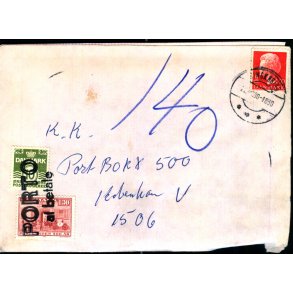 Efterporto - Brev til Kbenhavn V.  ? - ? - 1980 - Efterporto 140 re.