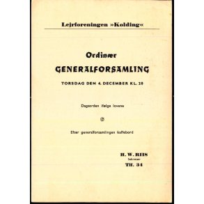 Lejrforeningen Kolding - Generalforsamling - Kolding  - u/n - Brugt.