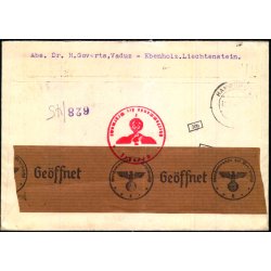 Rekomanderet - Censurbrev fra Liechtenstein  3 - 1 - 42 - Til Hamburg