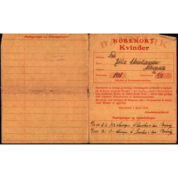 Kbekort - Kvinder med Ptegninger - 2 Verdenskrig