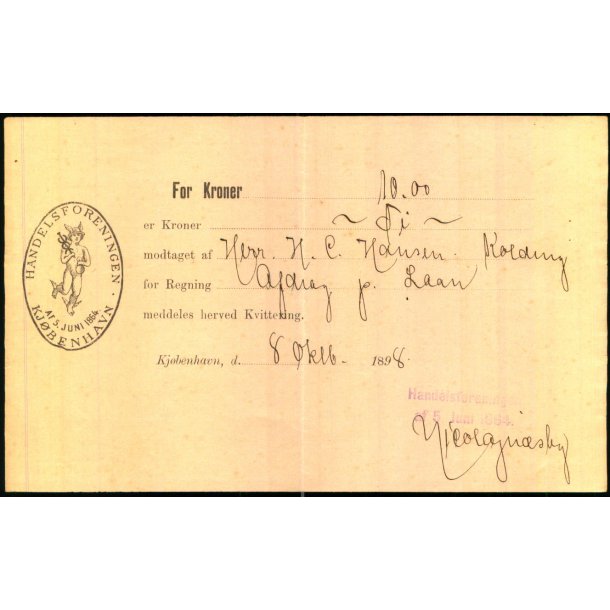 Handelsforeningen af. 5Juni 1864 - K�benhavn  - 1898