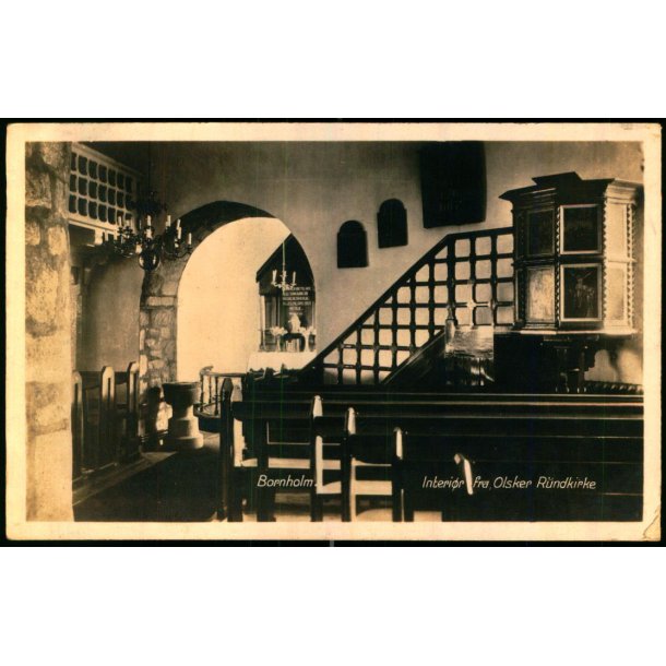 Bornholm - Interir fra Olsker Rundkirke - Colbergs Bogh. u/n - Brugt