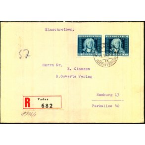 Rekomanderet - Censurbrev fra Liechtenstein  3 - 1 - 42 - Til Hamburg