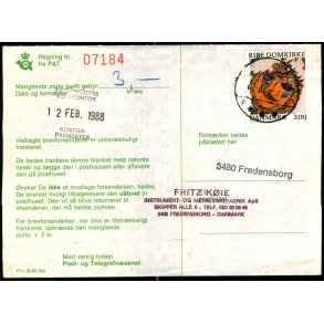 Efterporto - Regning fra P&T - Manglende Porto 12-2-1988