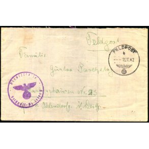 Tysk Feldpostbrev - Feldpoststempel 16 - 10 - 42 - Feldpost No. 24994 D - Til Oldendorf.