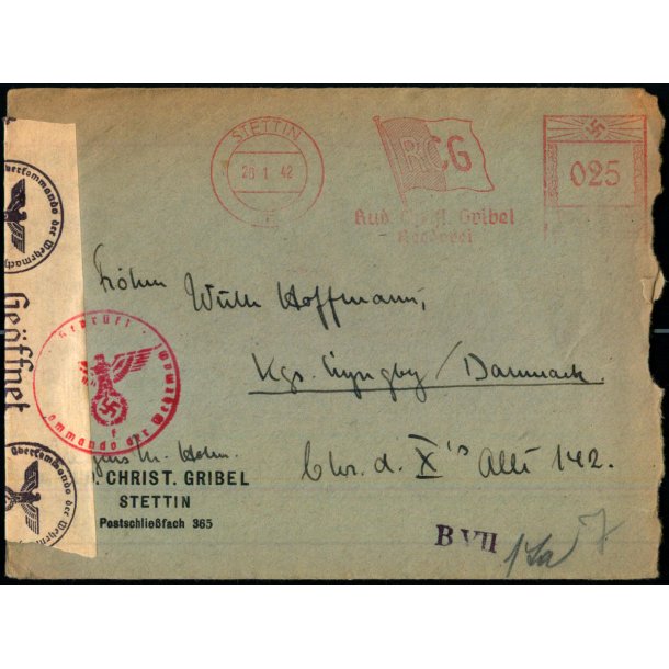 Censurbrev fra Tyskland -  28 - 1 - 42 - Til Danmark