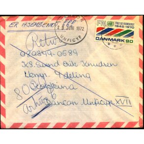 Brev til Kokkina Dancon 23 - 6- 72 - Retur Hjemsendt !