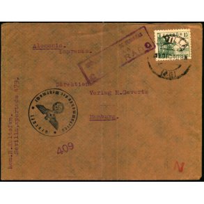 Censurbrev fra Spanien  19 - 12 - 40 - Til Hamburg