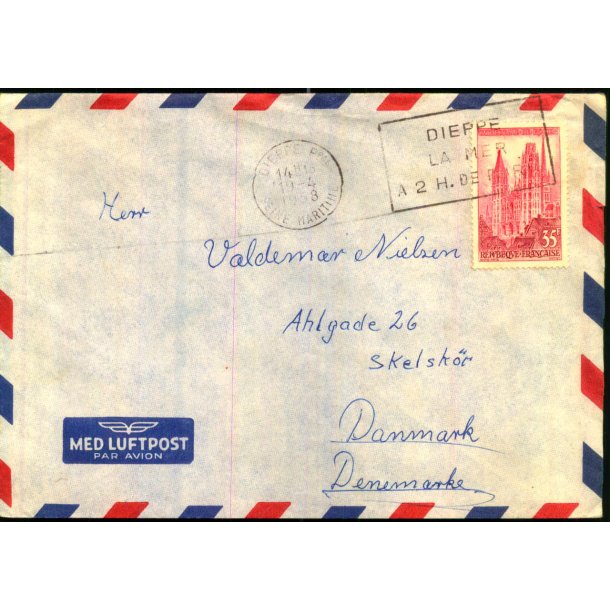 Luftpost Brev fra Frankrig til Danmark - 19 - 4 - 58