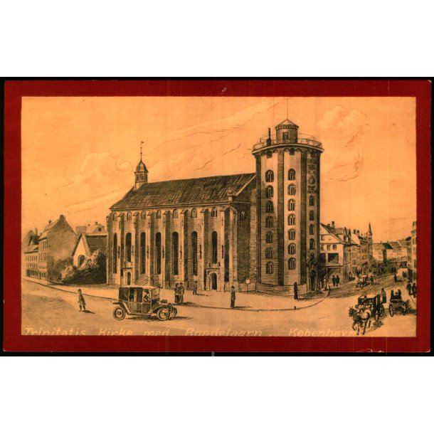 Trinitatis Kirke med Rundetaarn - Kbenhavn - Dansk Lystryk 6 - Ubrugt - Har vret klbet op !
